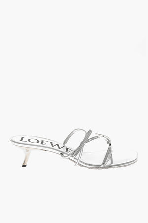 Sandali in Pelle Lamè con Tacco Kitten 4,5cm