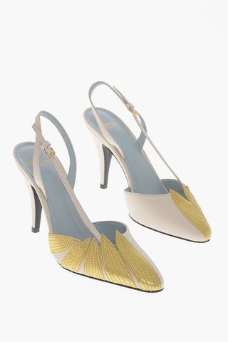Lamé-Leder-Slingbacks LEAF mit konischem 9 cm Absatz