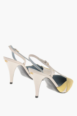 Lamé Leather Slingbacks LEAF with 9cm Cone Heel