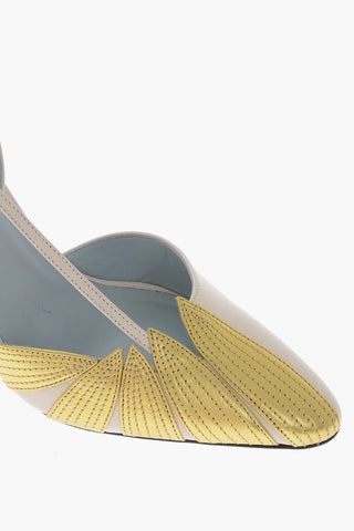 Lamé Leather Slingbacks LEAF with 9cm Cone Heel