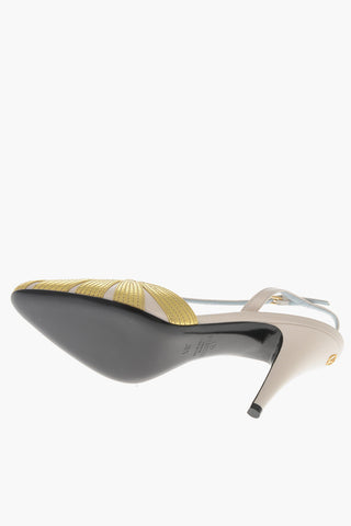 Lamé-Leder-Slingbacks LEAF mit konischem 9 cm Absatz