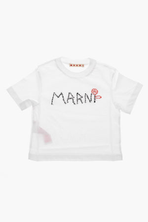 Einfarbiges T-Shirt mit besticktem Logo