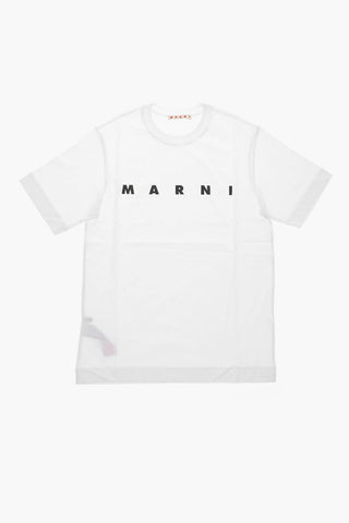 T-Shirt Girocollo in Tinta Unita con Logo Stampato