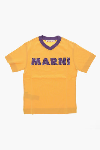 T-Shirt in Jersey di Cotone con Scollo a V