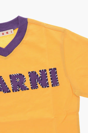 T-Shirt in Jersey di Cotone con Scollo a V