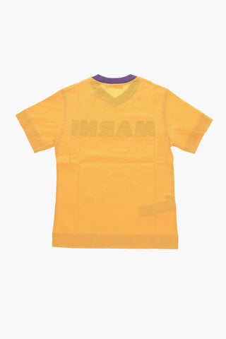 T-Shirt in Jersey di Cotone con Scollo a V