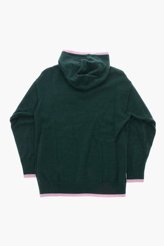 Wool-Blend Knit With Hood and Bow Detail