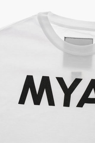 T-Shirt Girocollo in Tinta Unita con Logo Stampato