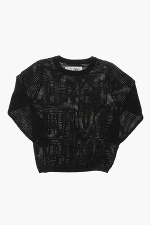 MM6 Rundhals-Pullover aus Baumwolle mit Lochmuster