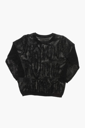 MM6 Rundhals-Pullover aus Baumwolle mit Lochmuster