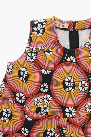 Sleeveless Dress with Floral Pattern