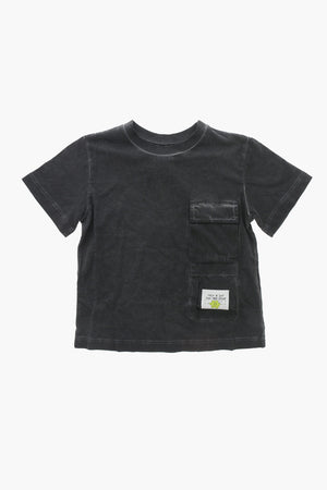 MM6 T-Shirt Girocollo Effetto Delavè con Doppio Taschino