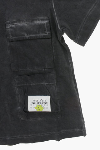 MM6 T-Shirt mit Rundhalsausschnitt, Delavè-Effekt und doppelter Tasche