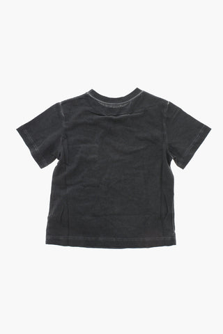 MM6 T-Shirt mit Rundhalsausschnitt, Delavè-Effekt und doppelter Tasche