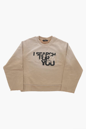Crewneck Sweatshirt With Delavé Effect and Front Print