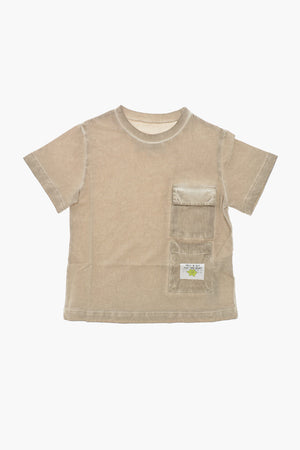 MM6 T-Shirt Girocollo Effetto Delavè con Doppio Taschino