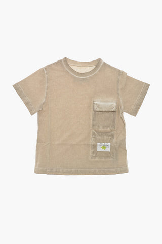 MM6 T-Shirt Girocollo Effetto Delavè con Doppio Taschino