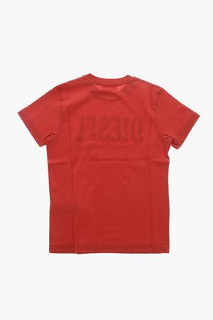 T-Shirt Girocollo in Tinta Unita con Maxi Logo Stampato