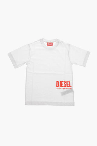 T-Shirt Girocollo in Jersey di Cotone con Logo a Contrasto