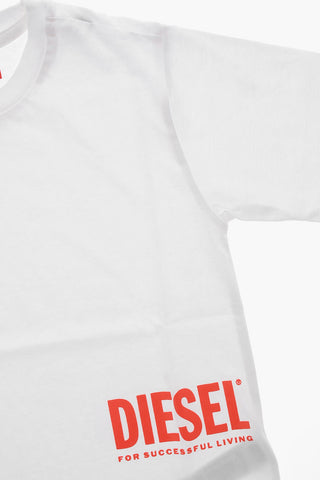 T-Shirt Girocollo in Jersey di Cotone con Logo a Contrasto