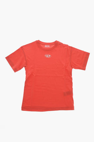 T-Shirt Girocollo TMARCUS in Tinta Unita con Logo Oval-D Effetto Metallo