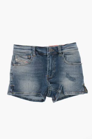 Stretch Denim Shorts with Belt Loops