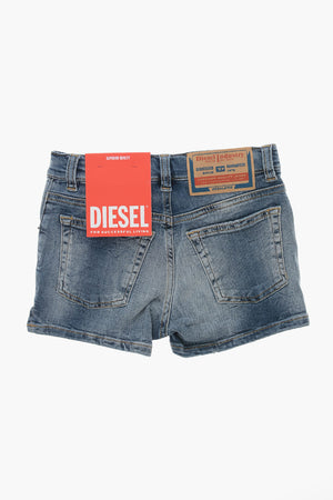 Stretch Denim Shorts with Belt Loops