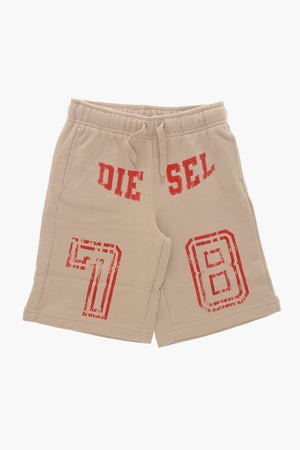 Shorts in Cotone con Logo in Velour