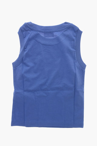 Solid-Color Crew Neck Tank Top with Printed Logo