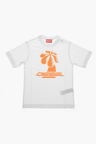 T-Shirt mit Rundhalsausschnitt in Uni mit Logodruck