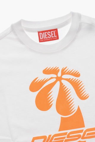 T-Shirt mit Rundhalsausschnitt in Uni mit Logodruck
