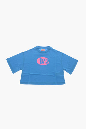 T-Shirt Girocollo TARKI Cropped Fit con Logo in Rilievo