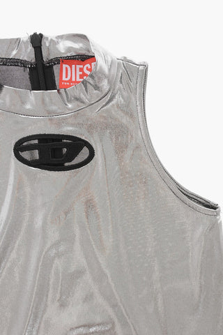 Vestito Senza Maniche DSTROL Effetto Metallizzato con Logo Cut-out