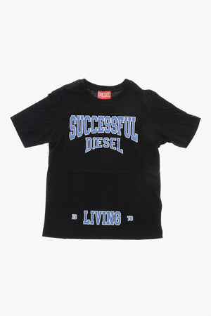 T-shirt Girocollo TBOXTN9 in Cotone con Stampa a Contrasto