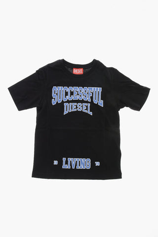 T-shirt Girocollo TBOXTN9 in Cotone con Stampa a Contrasto