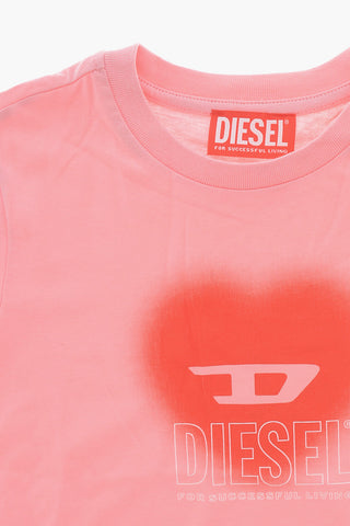 T-Shirt Girocollo in Jersey di Cotone con Stampa Cuore