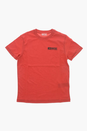 T-Shirt Girocollo in Tinta Unita con Logo Stampato