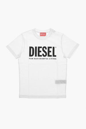 T-Shirt Girocollo in Tinta Unita con Maxi Logo Stampato