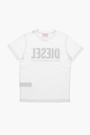 T-Shirt Girocollo in Tinta Unita con Maxi Logo Stampato