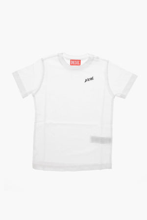 T-Shirt Girocollo in Tinta Unita con Logo Ricamato