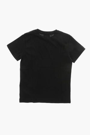 T-Shirt Girocollo in Tinta Unita con Logo Sfumato