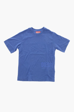 Solid-Color Crew Neck T-Shirt with Tone-on-Tone Logo