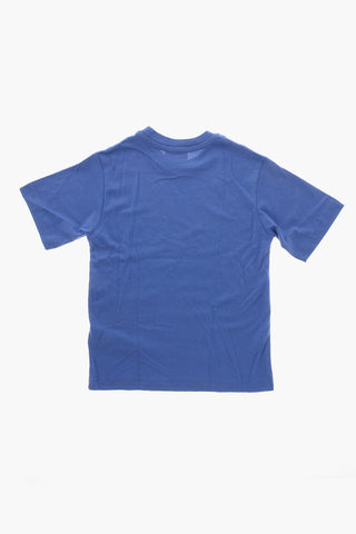 Solid-Color Crew Neck T-Shirt with Tone-on-Tone Logo