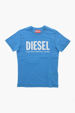 T-Shirt Girocollo in Puro Cotone con Logo Stampato