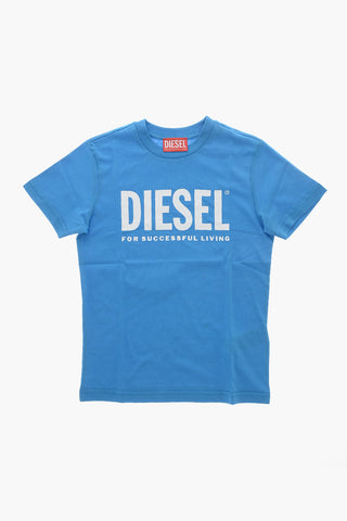 T-Shirt Girocollo in Puro Cotone con Logo Stampato