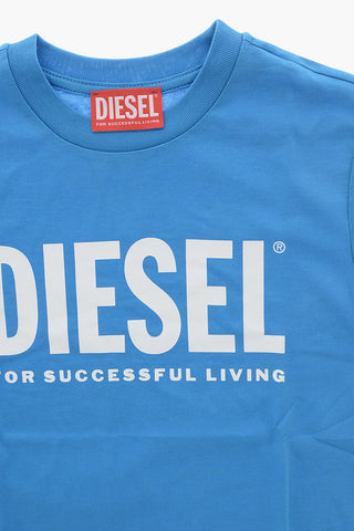 T-Shirt Girocollo in Puro Cotone con Logo Stampato