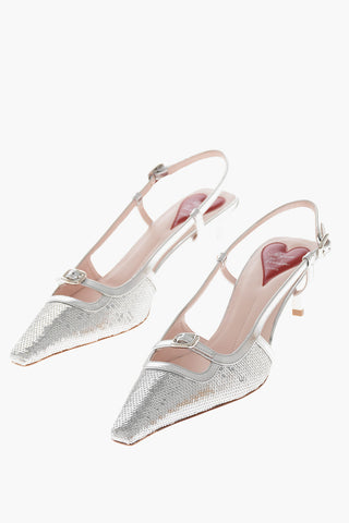 Slingback-Pumps Aus Paillettenbesetztem Leder MINI BUCKLE 6cm