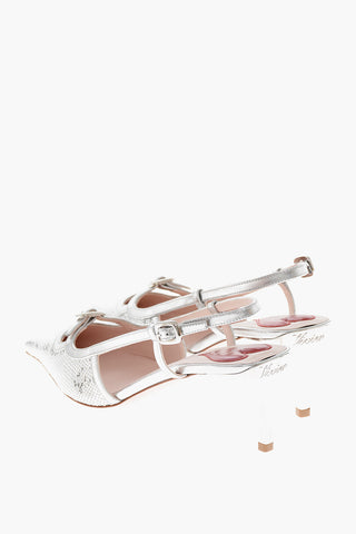 Slingback-Pumps Aus Paillettenbesetztem Leder MINI BUCKLE 6cm