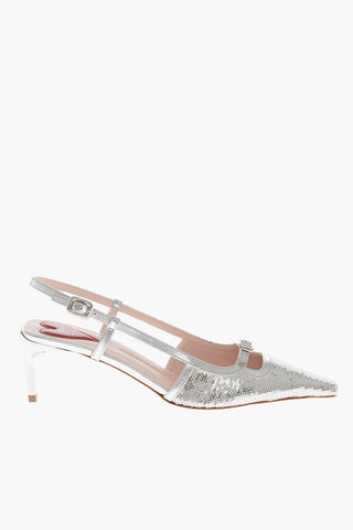 Slingback-Pumps Aus Paillettenbesetztem Leder MINI BUCKLE 6cm