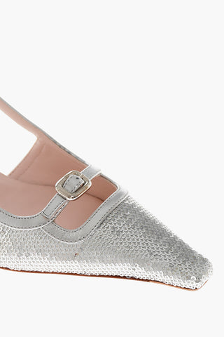 Slingback-Pumps Aus Paillettenbesetztem Leder MINI BUCKLE 6cm